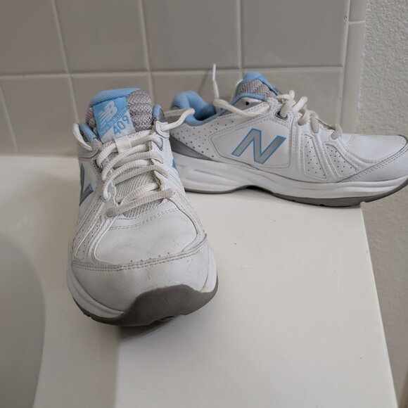 New Balance Women's 409 Leather Trainer Sneakers White Baby Blue WX409WB3 Size 8 - Picture 6 of 11
